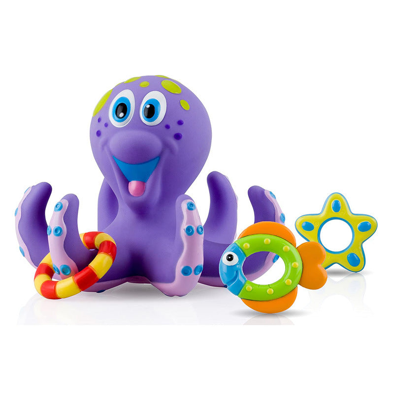 Purple Octopus Interactive Bath Toy with 3 Rings