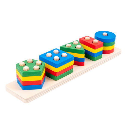 kids Sorting and Stacking Wooden Building Blocks Game-Tordelle