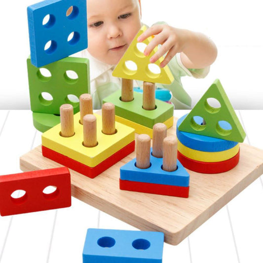 kids Sorting and Stacking Wooden Building Blocks Game-Tordelle